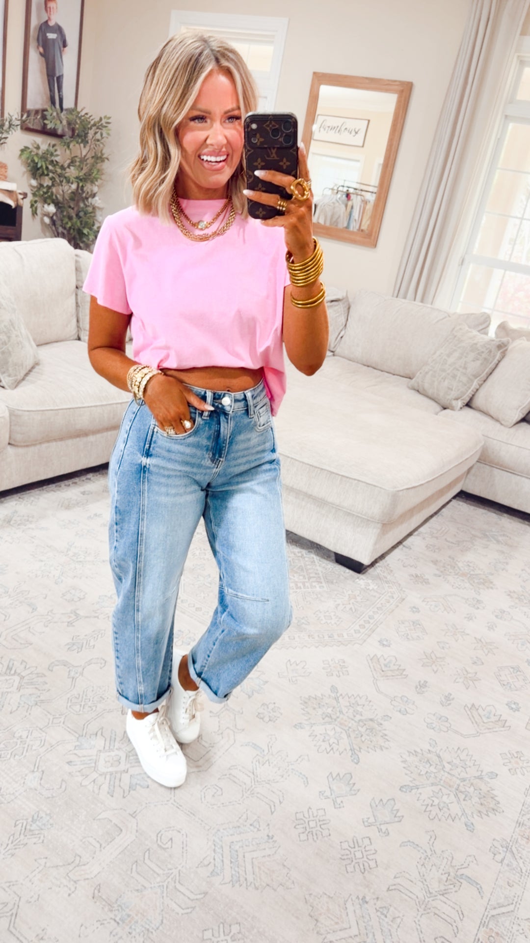 Classic Relaxed Crop Tee-Pink