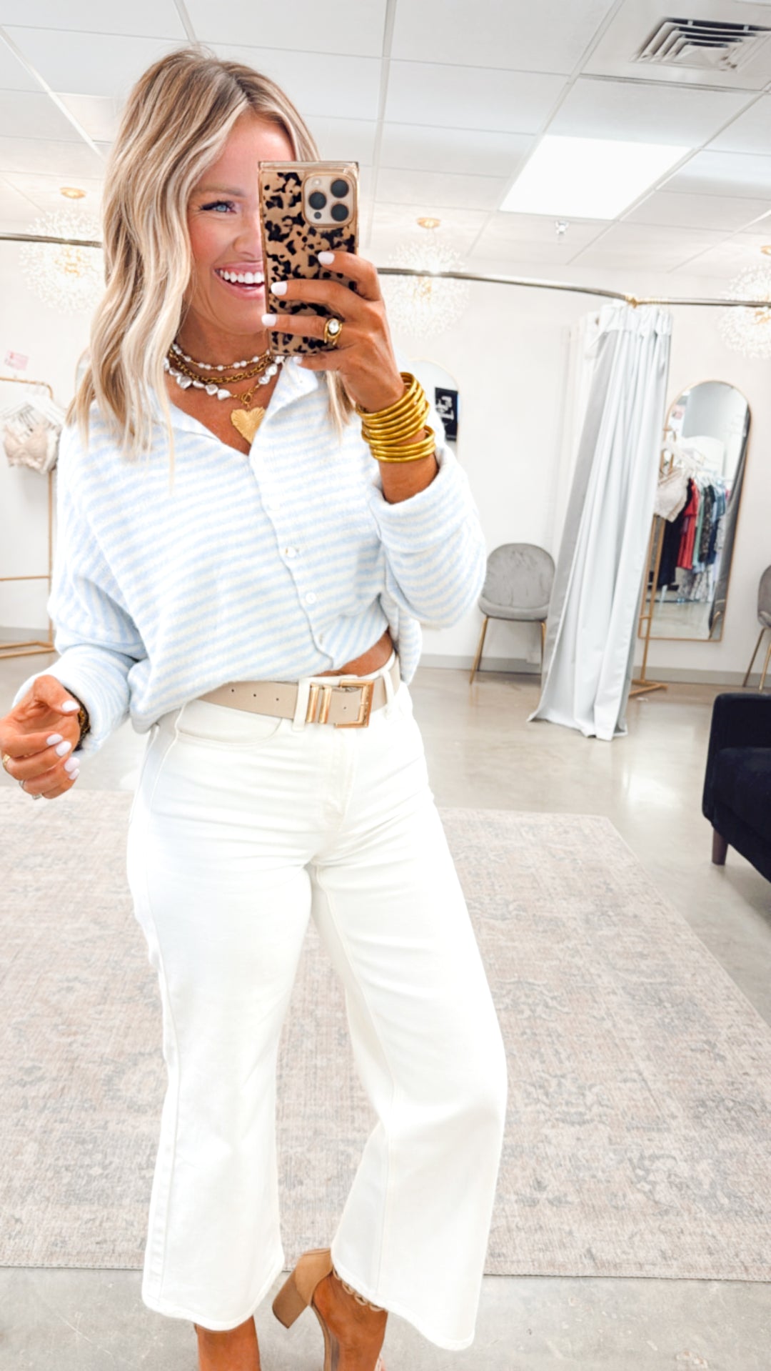 Seaside Stroll Cardigan-Blue Stripe
