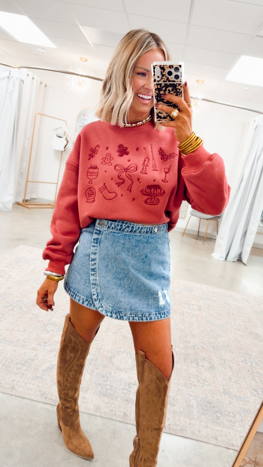 Christmas Graphic Embroidered Sweatshirt