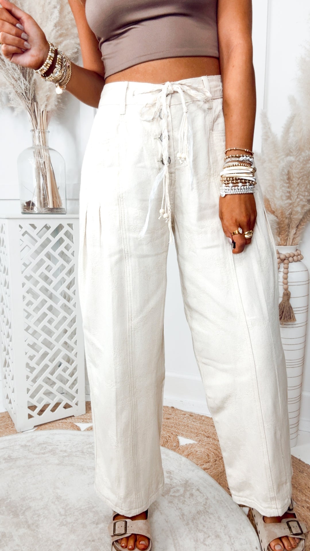 The Willow Haze Pants-Natural