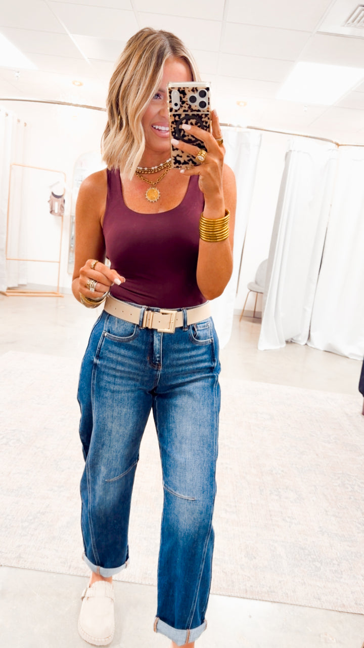 Rae Sleeveless Bodysuit-Cassis