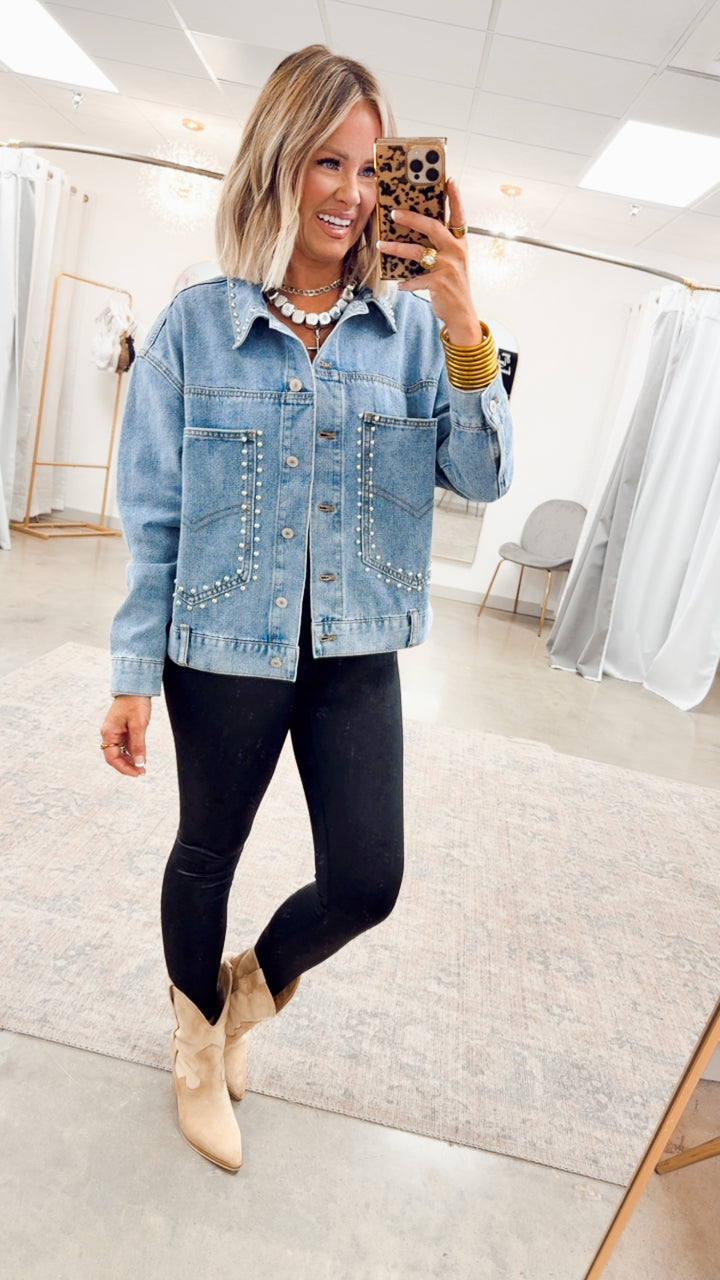 Westward Studded Detail Denim Jacket
