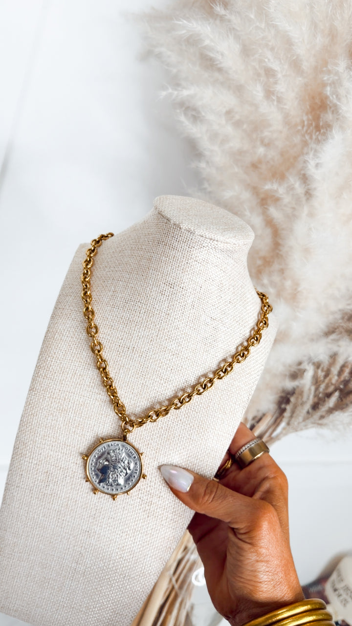 Two Toned Coin Necklace