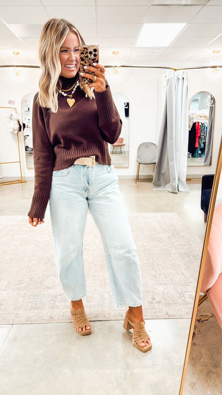 Audrey Cropped Sweater-Brown