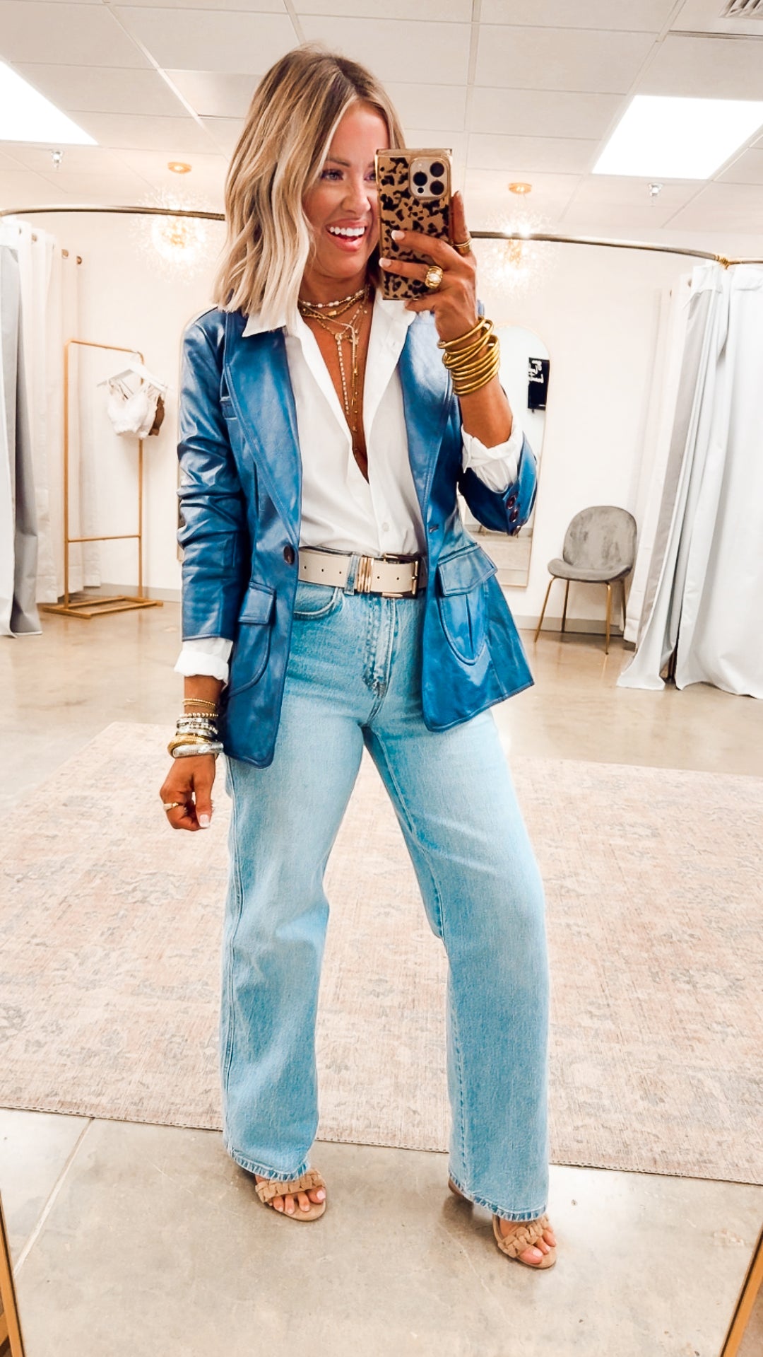 Landry Scrunched Blazer-Blue