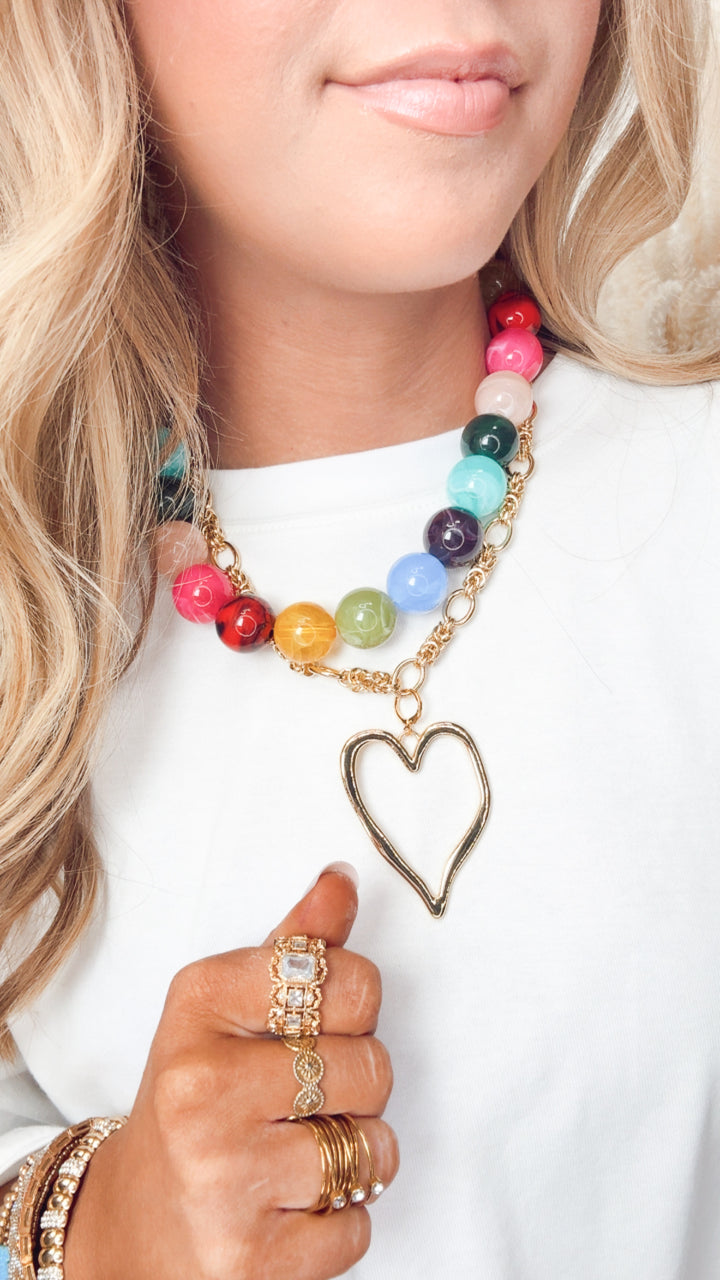 The Celia Chunky Beaded Necklace-Multi