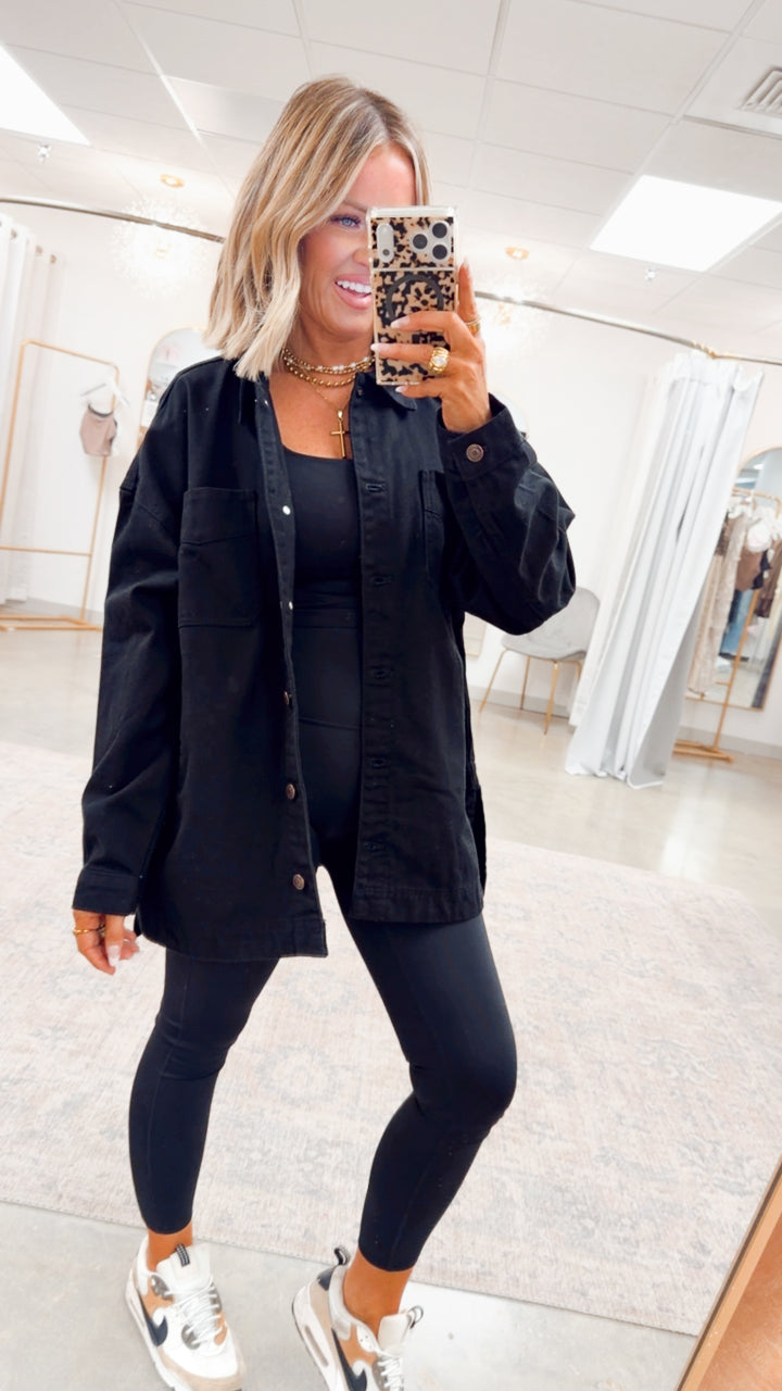 The Porter Oversized Shacket-Black