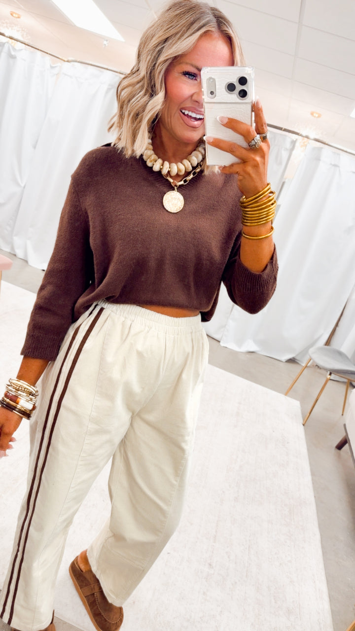 The Sidekick Pants-Cream/Chocolate