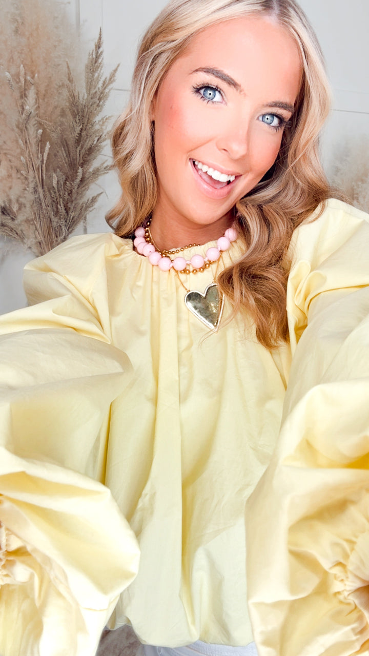 The Celeste Ruched Blouse-Lemon