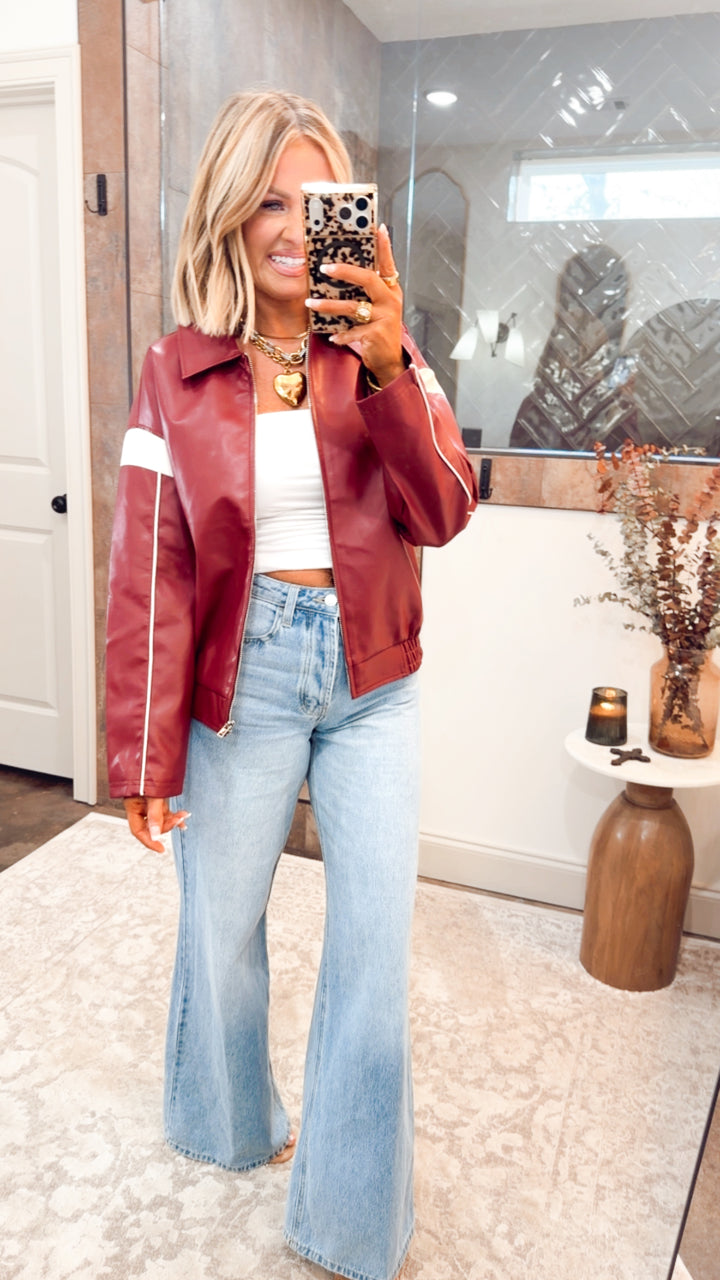 Camila Faux Leather Racer Jacket