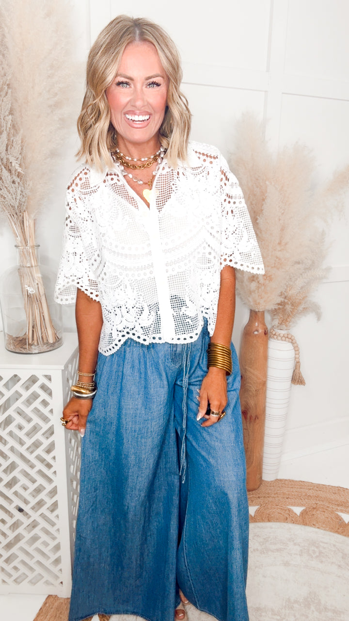 The Charleston Lace Blouse-White