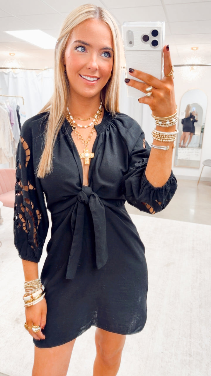 The Uptown Girl Mini Dress-Black