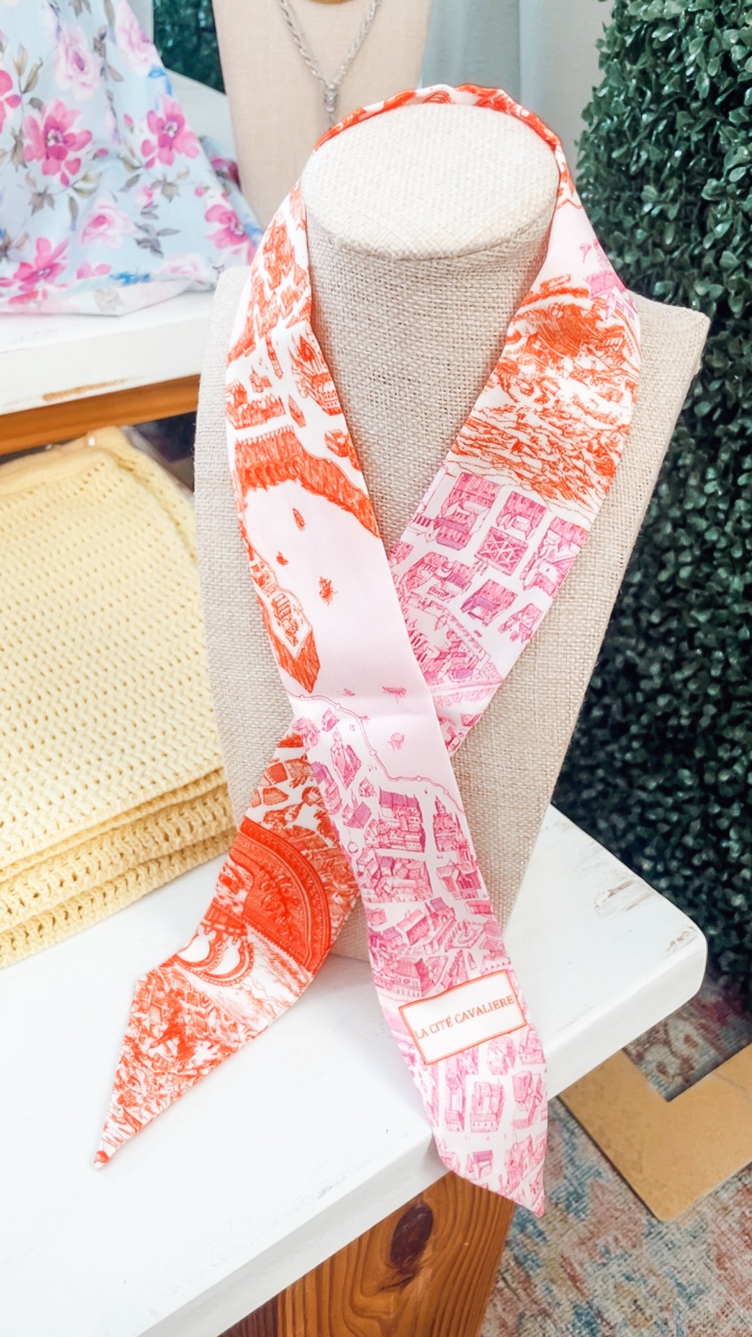 The Pink and Orange Scarf Necklace