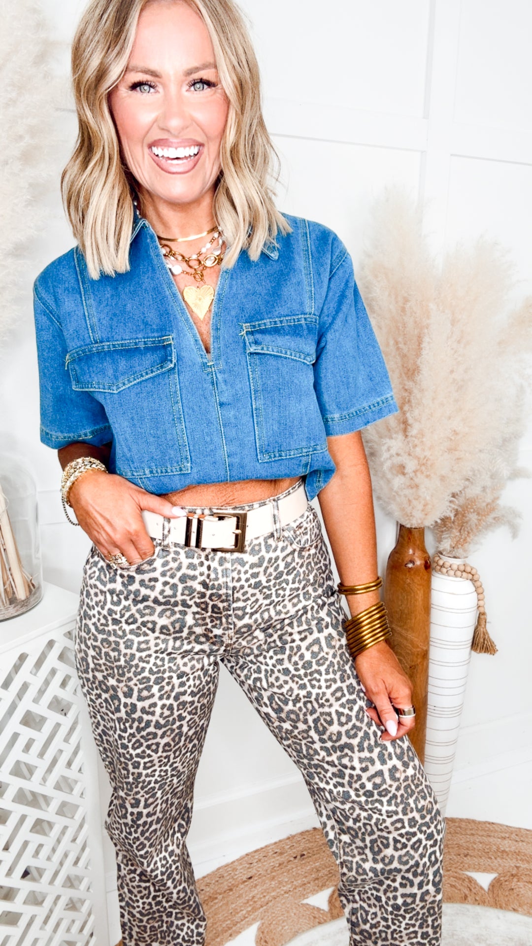 Leopard High Rise Dad Jean