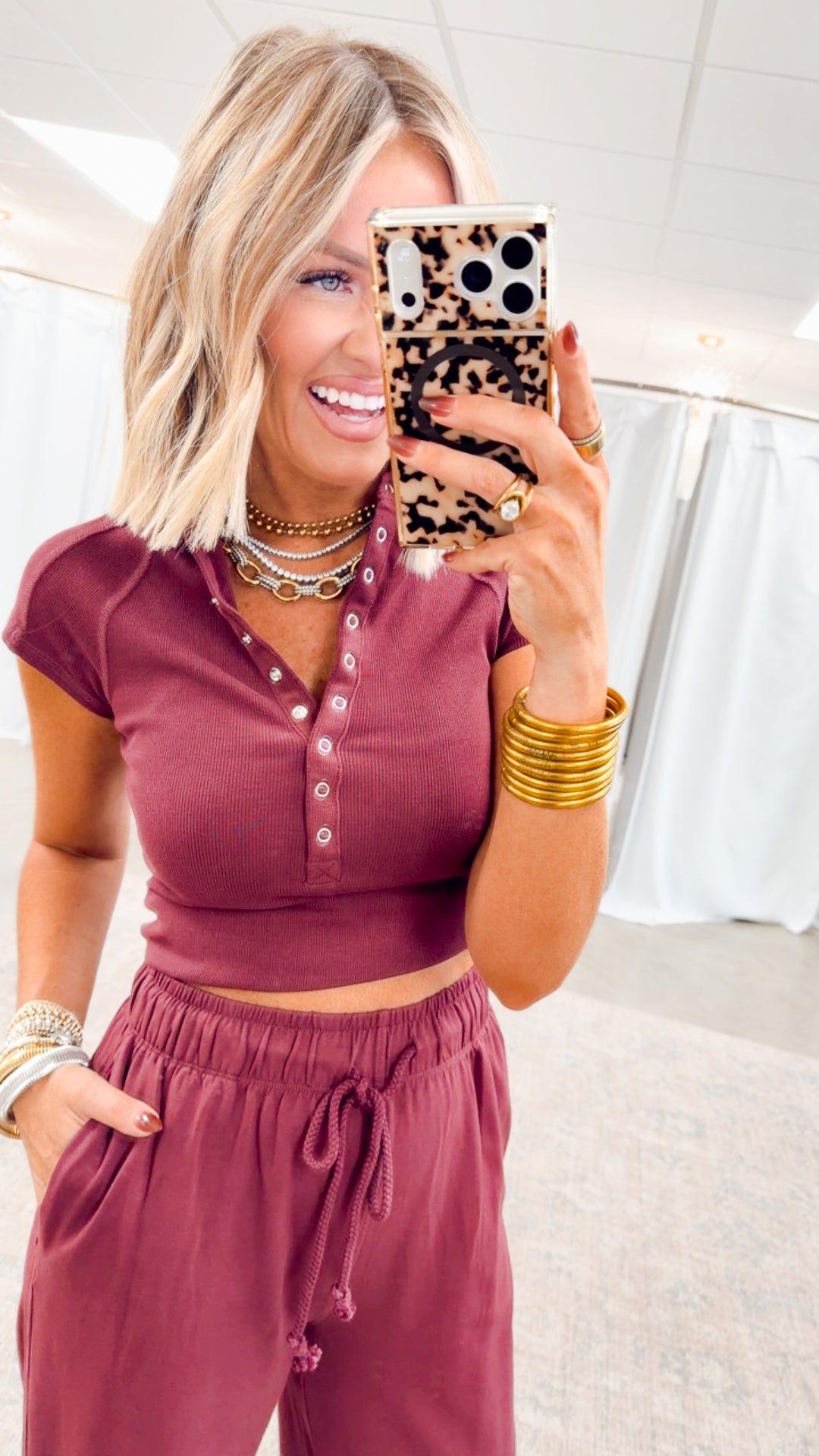 Evie Raglan Top & Pant Set-Wine