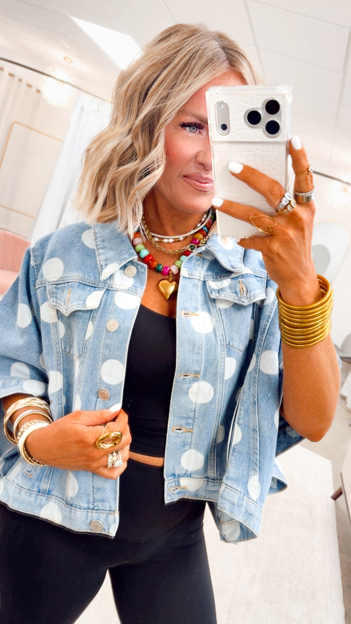 The Dottie Denim Cape Jacket