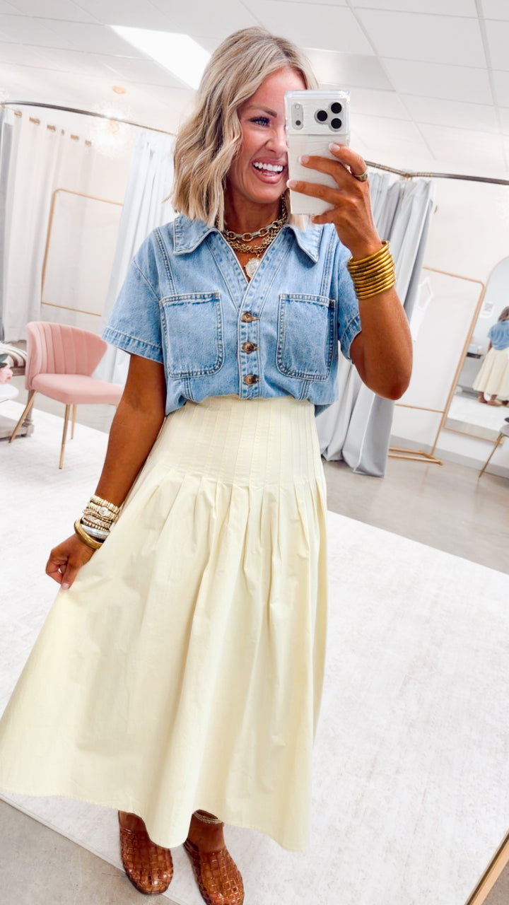 The Harper Poplin Skirt-Lemon