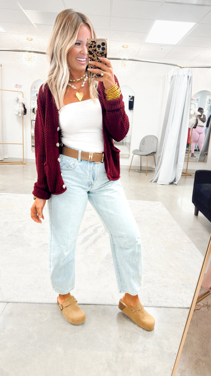 Everloft Sweater Cardigan-Wine