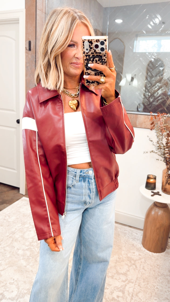 Camila Faux Leather Racer Jacket