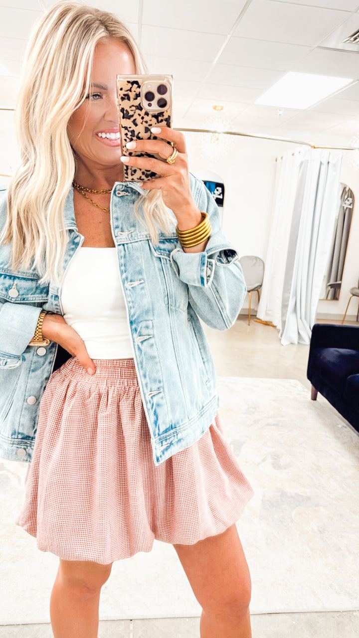 Gingham Bubble Hem Convertible