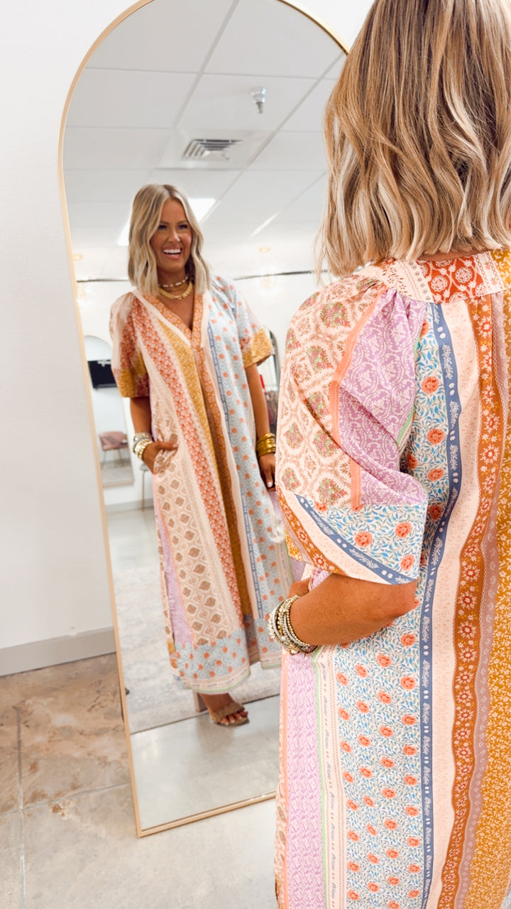 The Paloma Patchwork Midi Dress