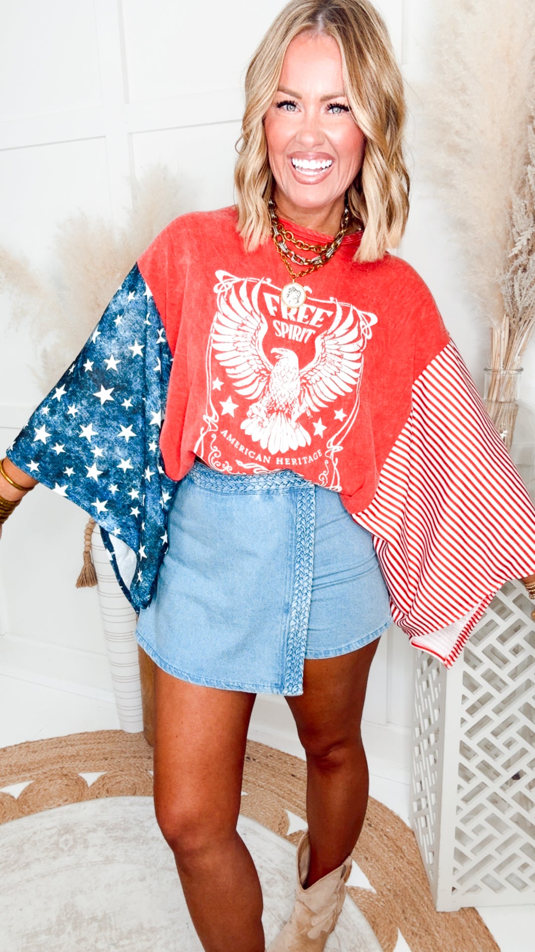 Winnie Pintuck Denim Skort