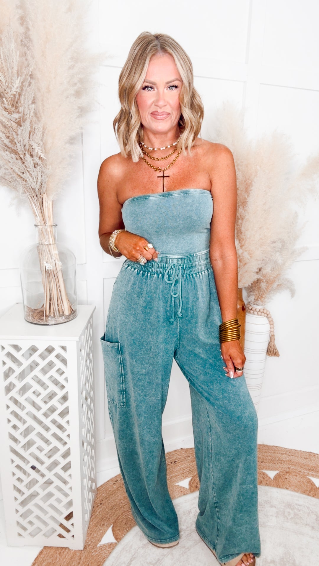 Coastal Ease Jumpsuit-Teal