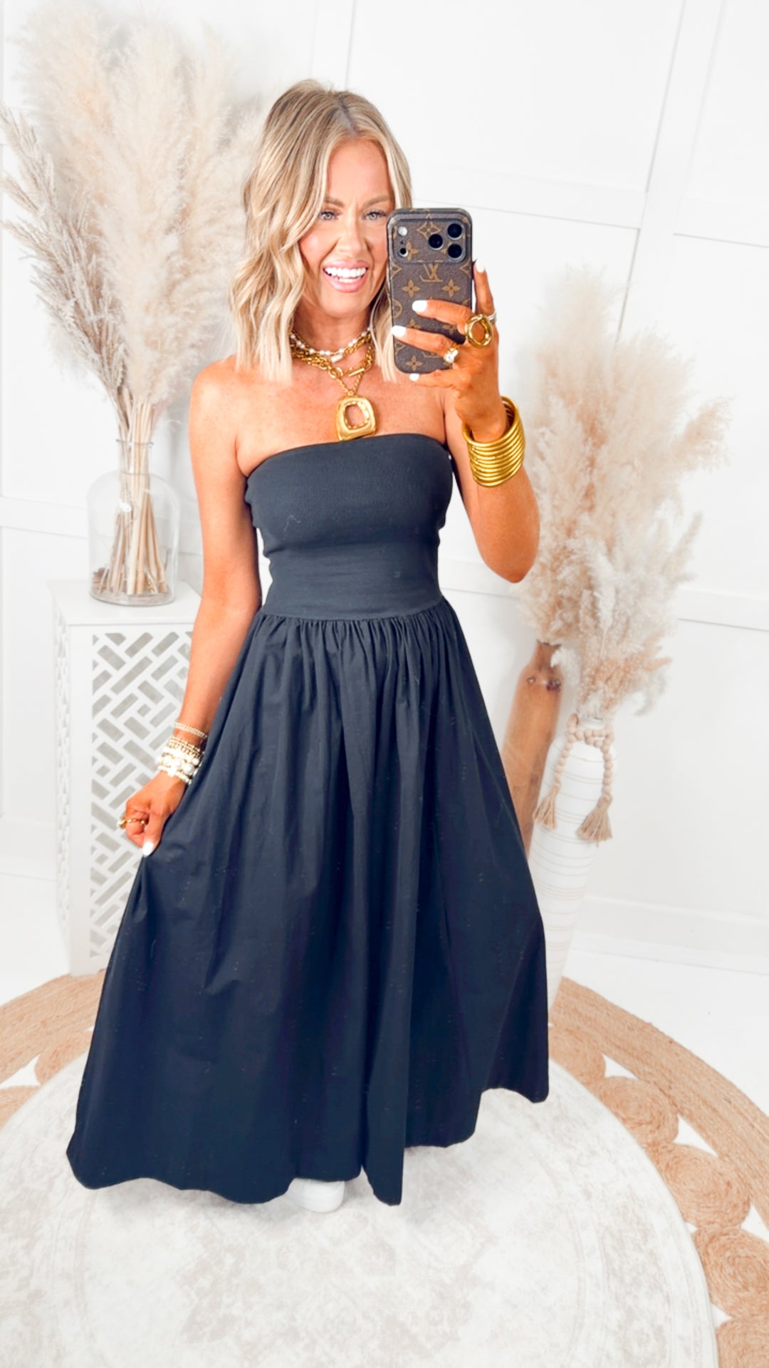The Tidal Breeze Midi Dress-Black