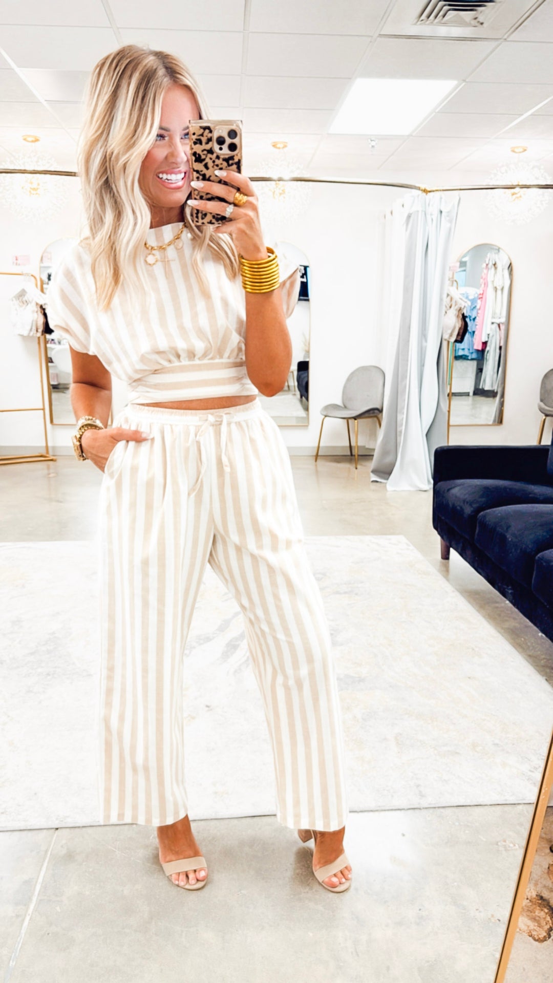 The Isle Wrap Top & Pants Set- Taupe