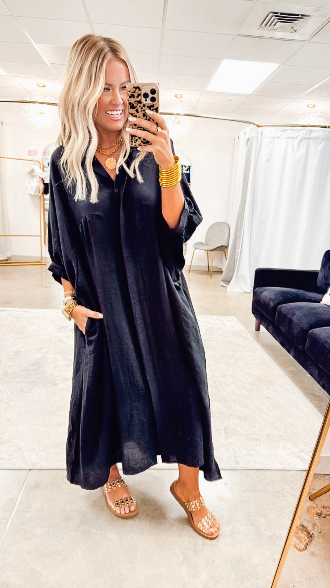 The Haven High-Low Shirt Dress-Black
