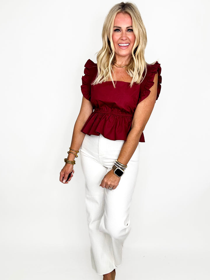 Sweet Ruffle Square Neck Top