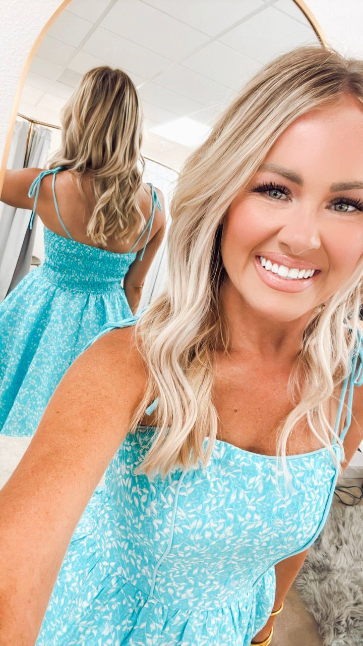 Bella Floral Jacquard Dress-Blue