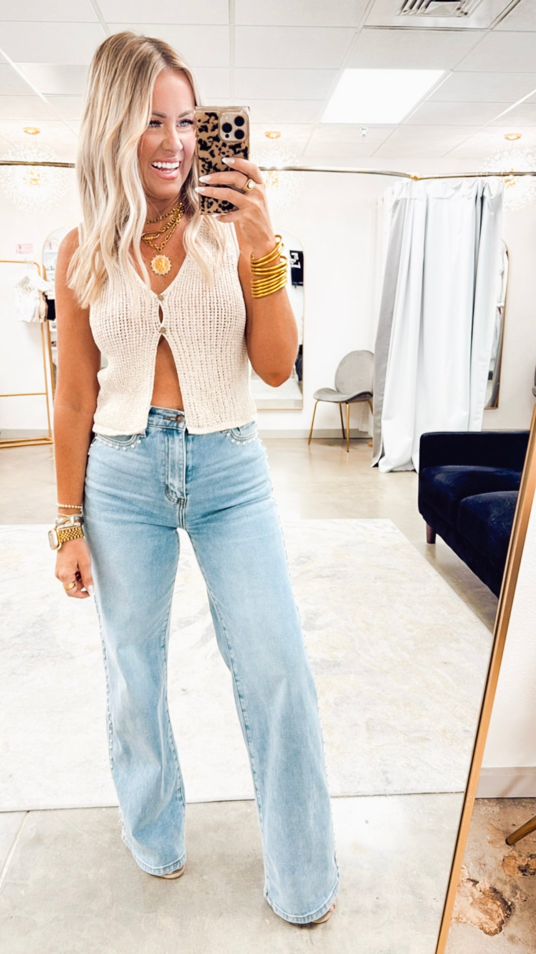 The Everyday Crochet Button Vest- Taupe