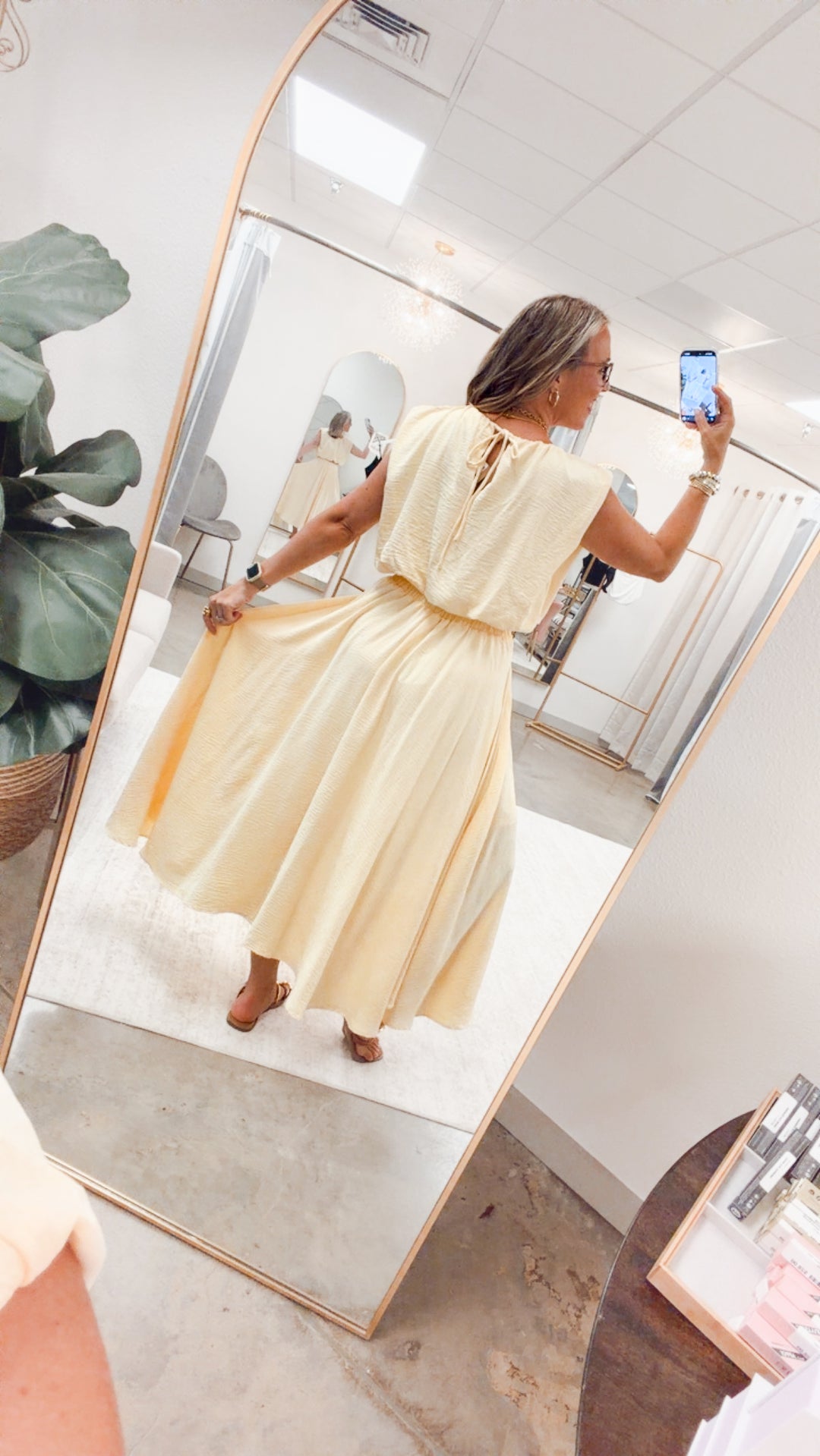 The Arden Balloon Top & Pleated Midi Skirt Set-Yellow