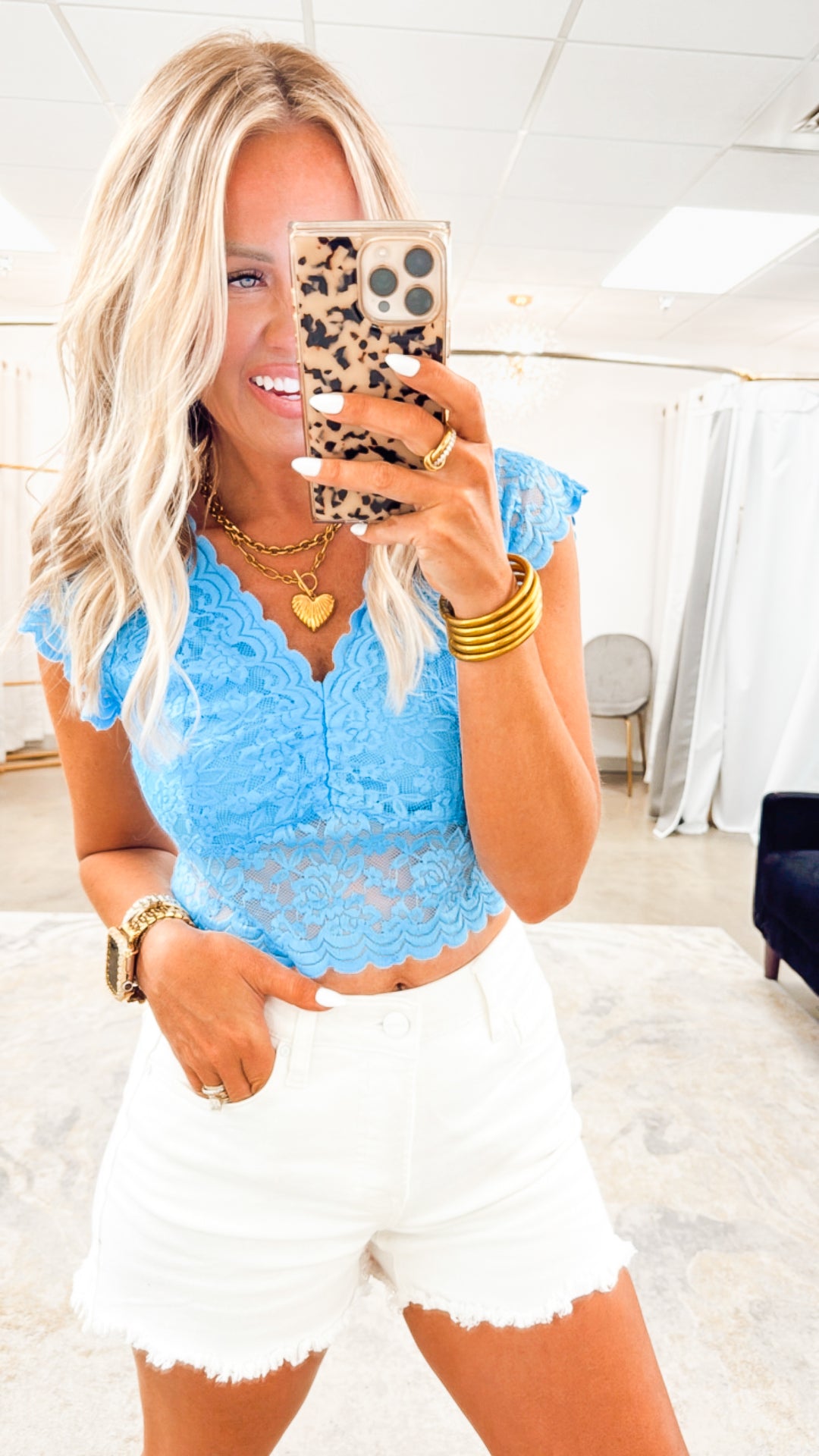 Lace Embrace Top-Ultramarine