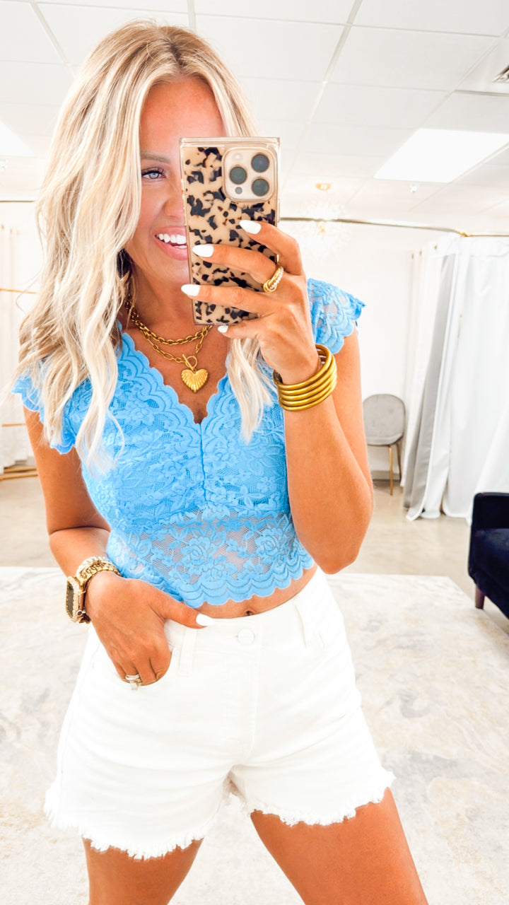 Lace Embrace Top-Ultramarine