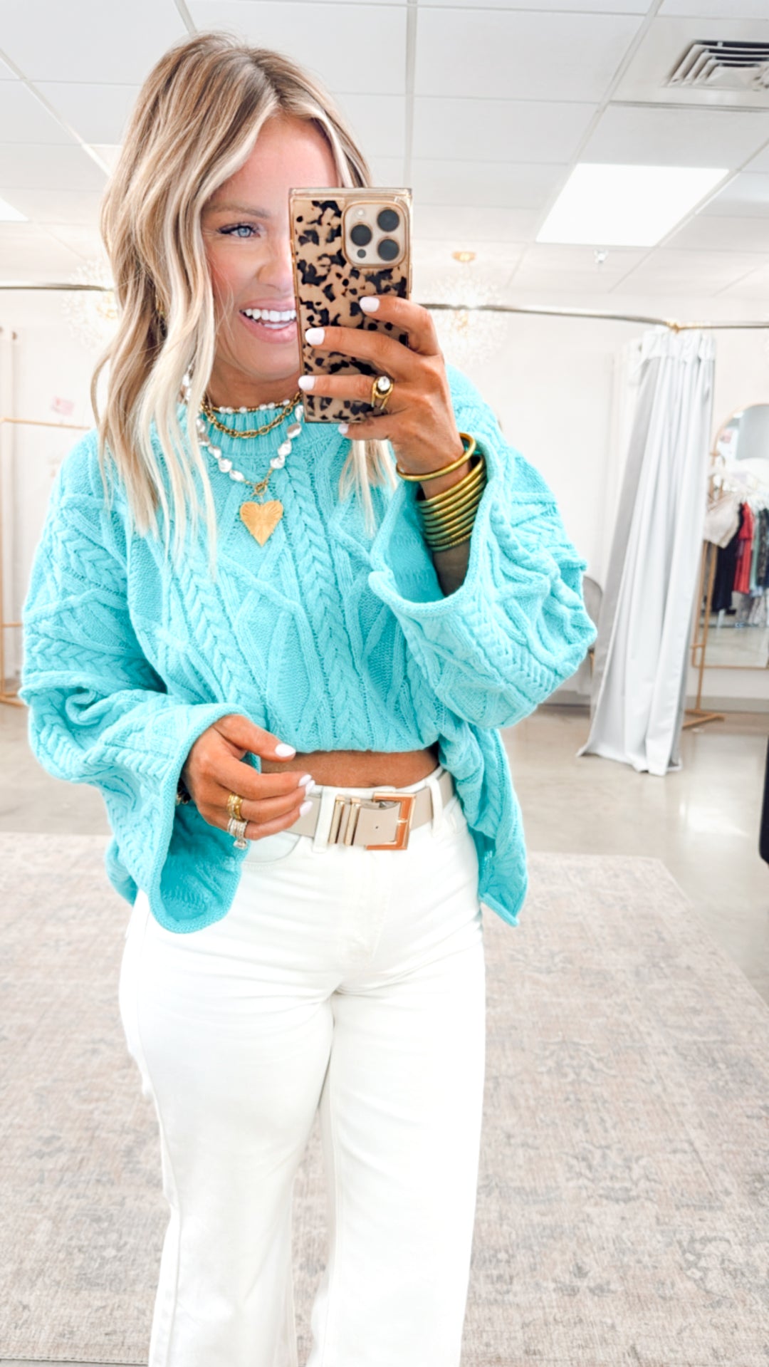 Knotted Haven Sweater-Aqua Mint