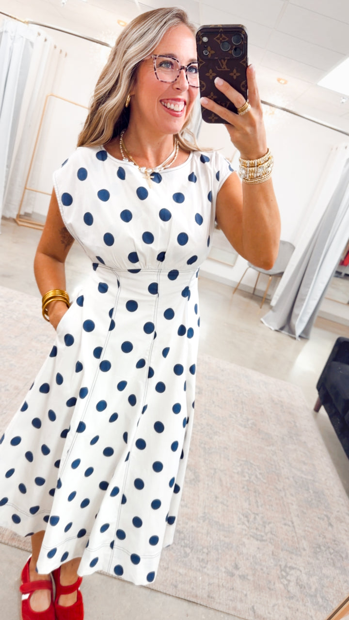 The Spot On Midi Dress-Ash/Navy