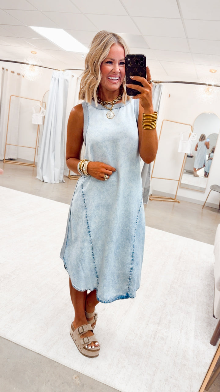 The City Walk Denim Midi Dress