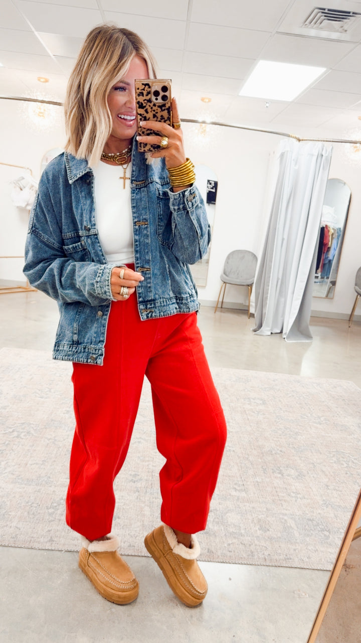 Easy Breeze Jogger Pants-Red