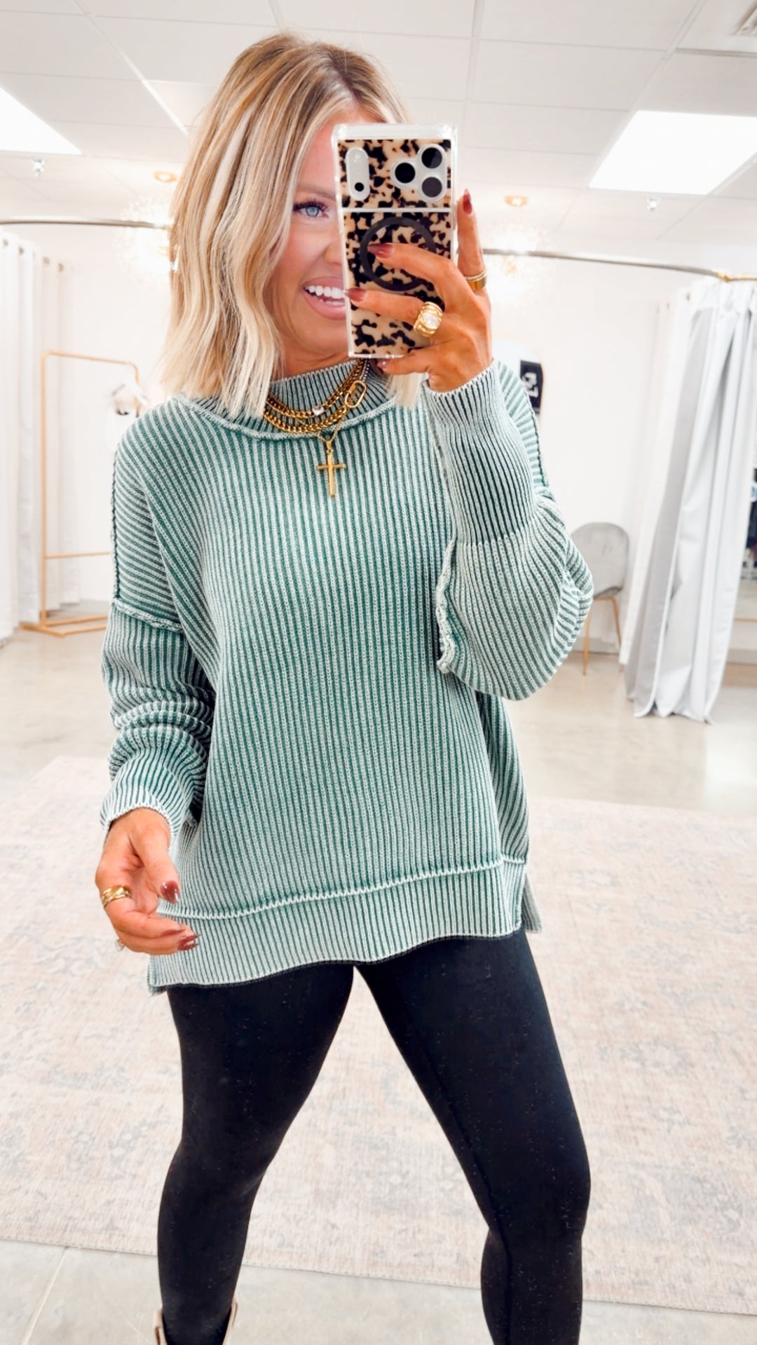 Breezy Cropped Sweater-Hunter Green