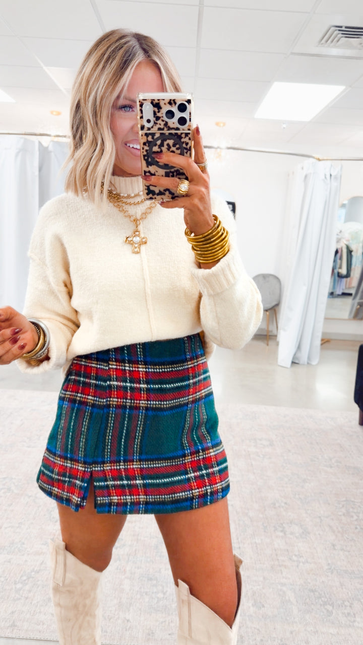 Merry Plaid Skort-Green