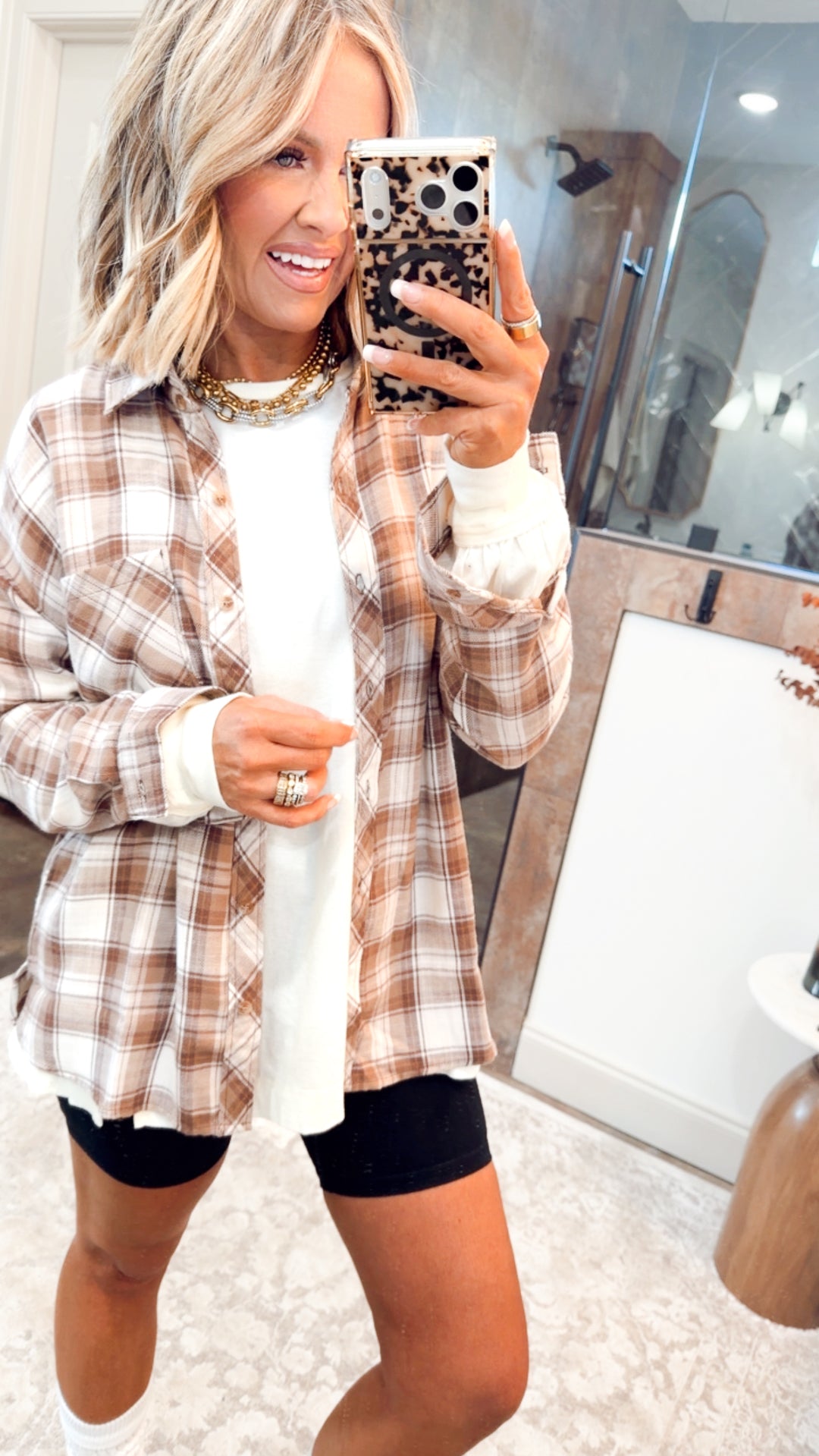 Mocha Flannel Top