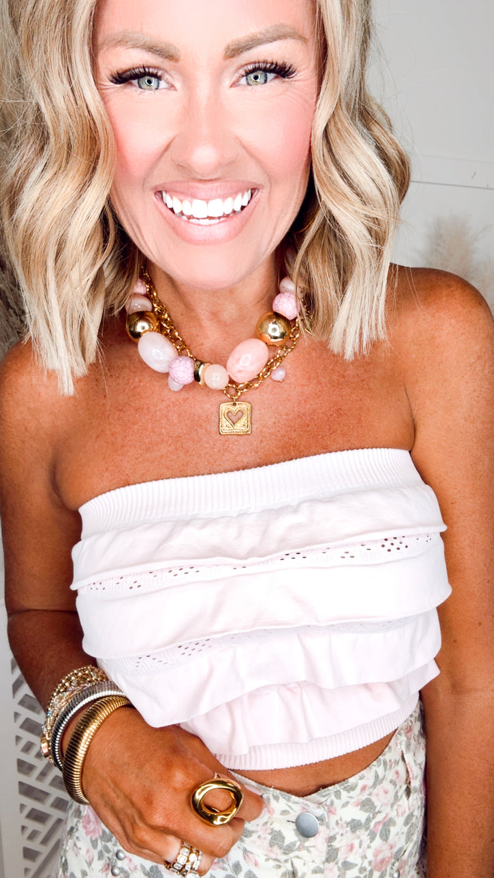 The Pretty in Ruffles Tube Top-Icy Pink