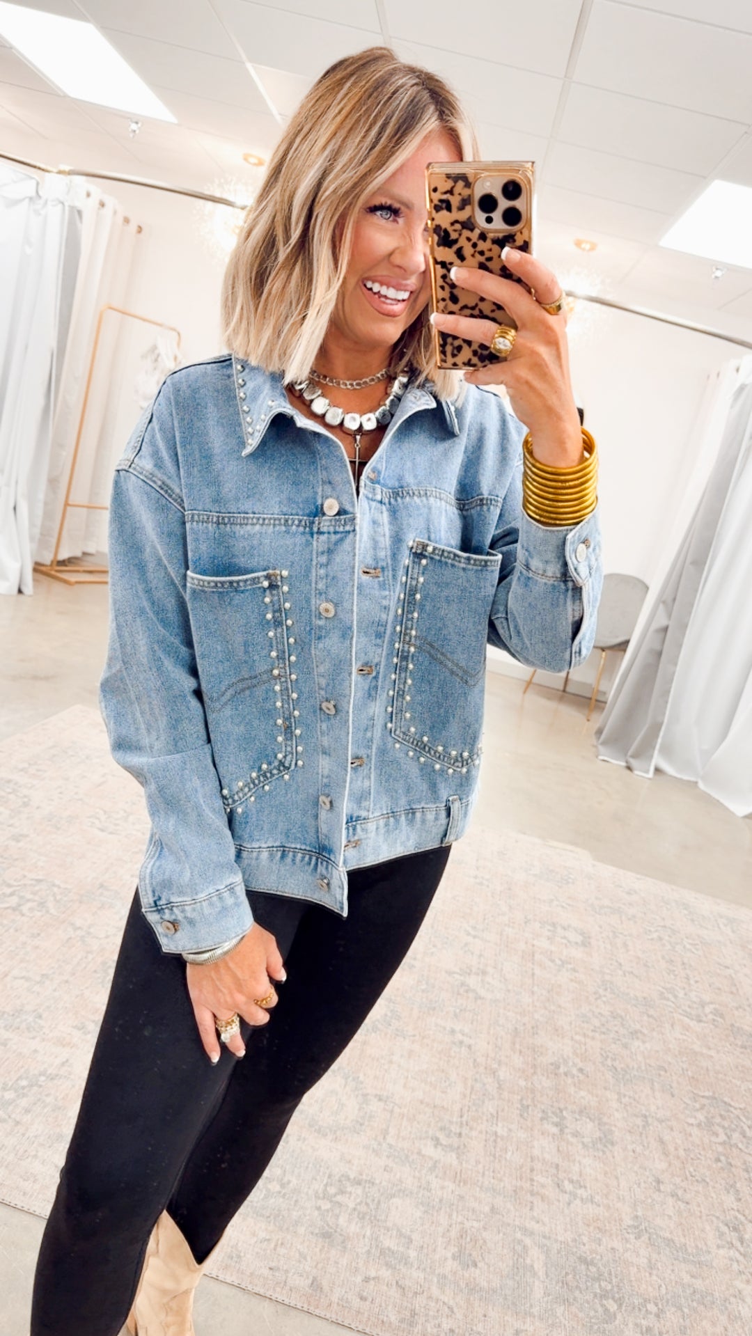 Westward Studded Detail Denim Jacket