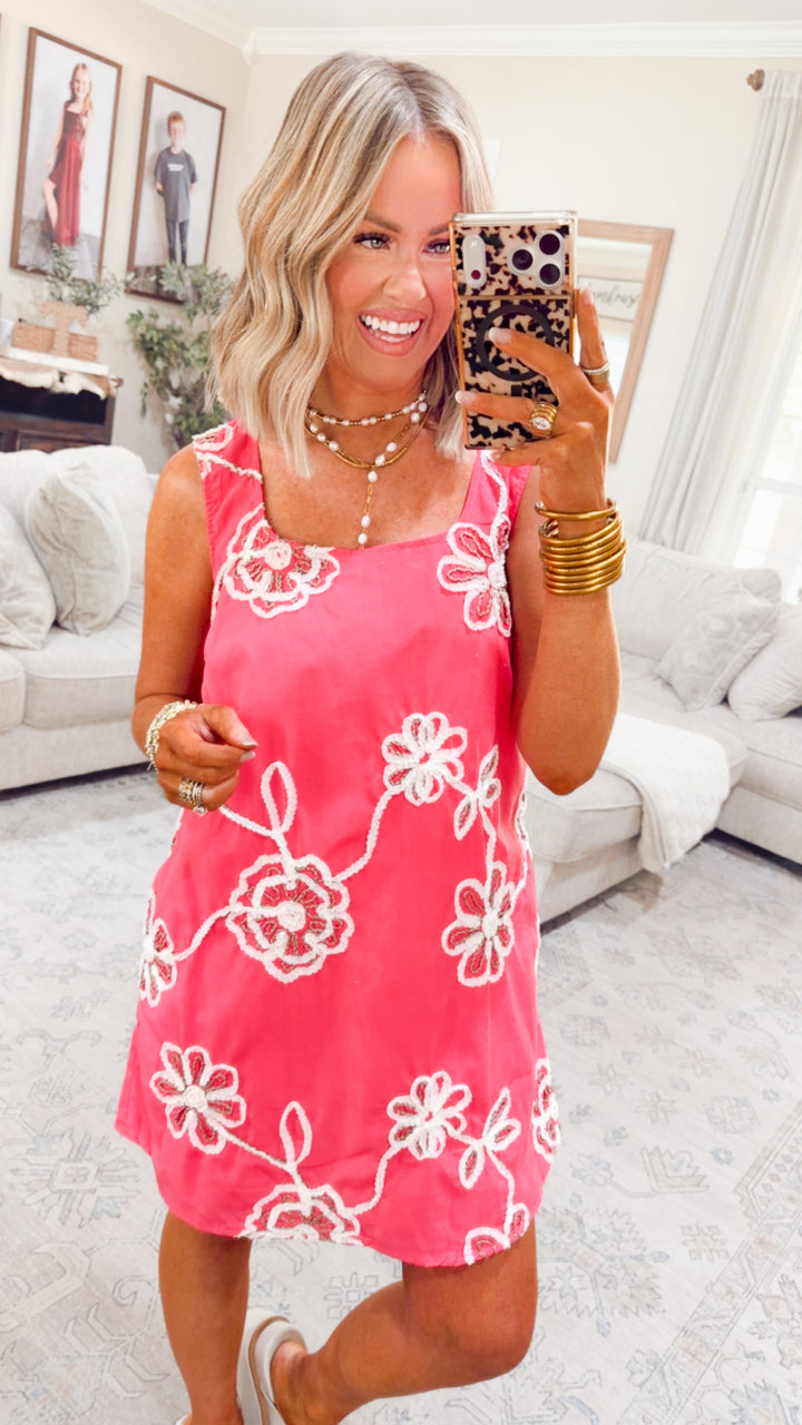 Petal Pop Mini Dress-Pink/White
