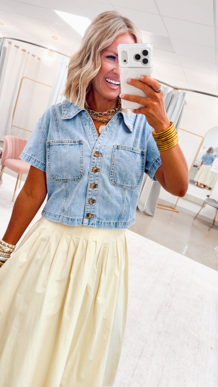 The Harper Poplin Skirt-Lemon