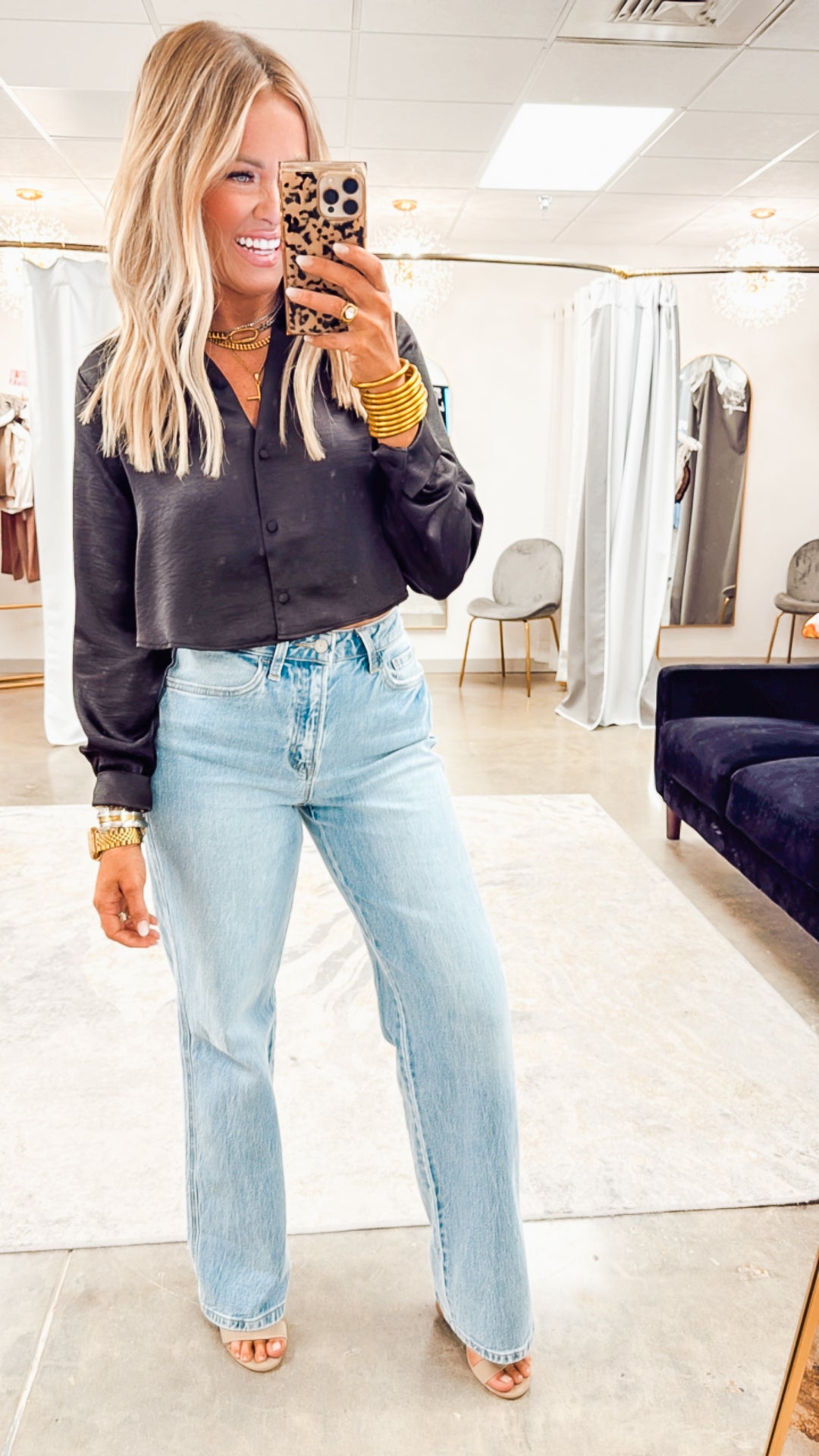 The Satin Button-Down Crop