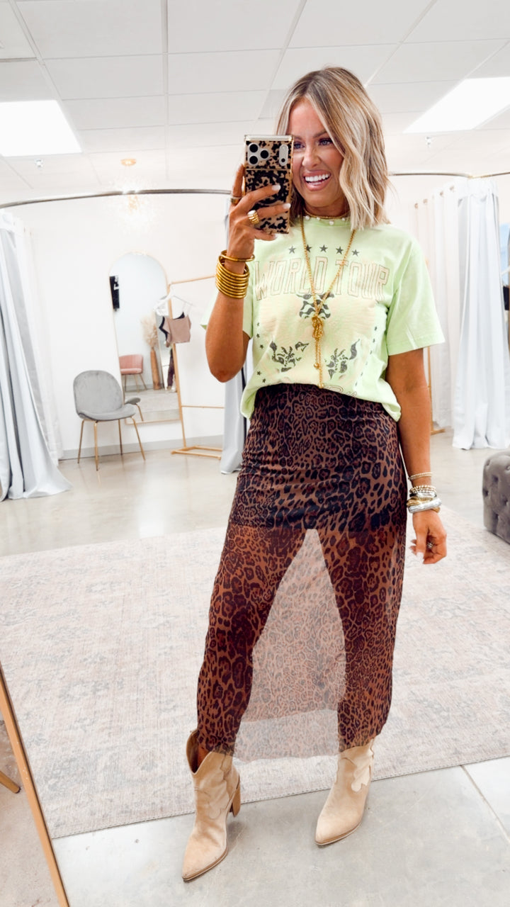 World Tour Rock N Roll Cropped Tee-Lime
