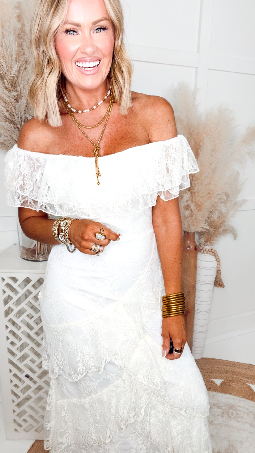 The Enchanted Lace Maxi Dress-Ivory  Sparkle Tallahassee
